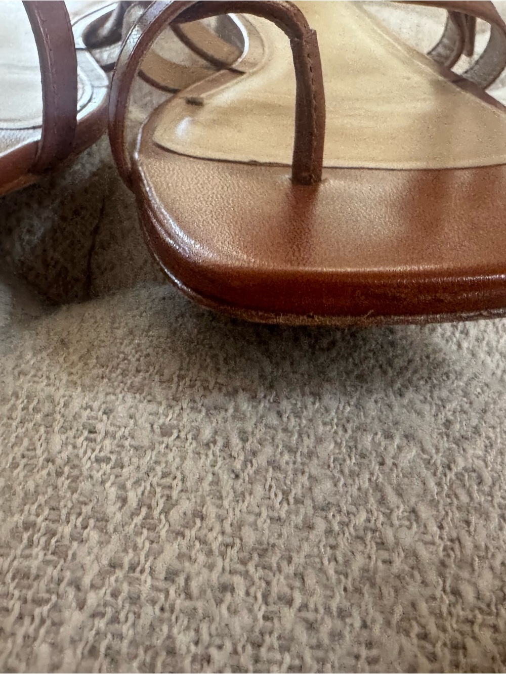 Veronica Beard Brown Leather Strappy Flat Sandals - Picture 3 of 5